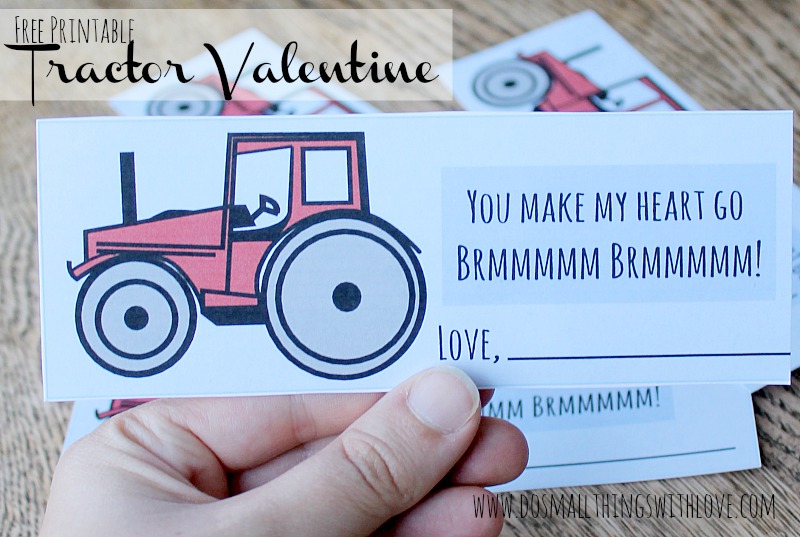 Free printable tractor valentine