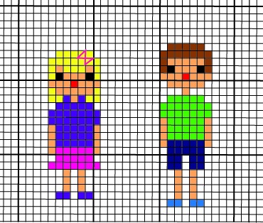 Family Portait Cross Stitch Pattern--little boy and little girl