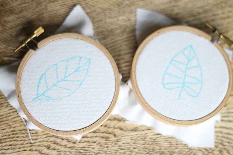 embroidered fall leaves drawn