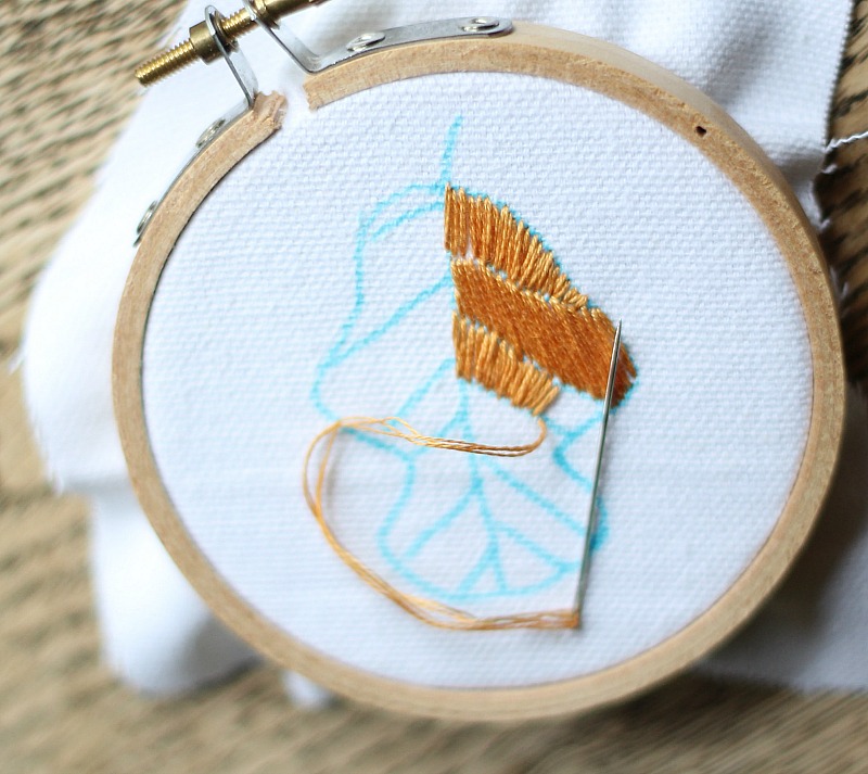 embroidered leaf how to