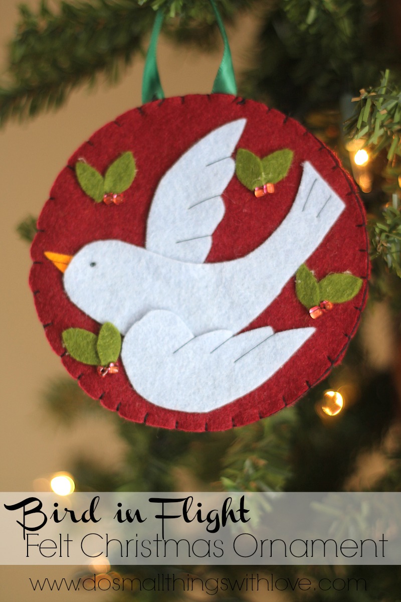 bird in flight felt Christmas Ornament with free template
