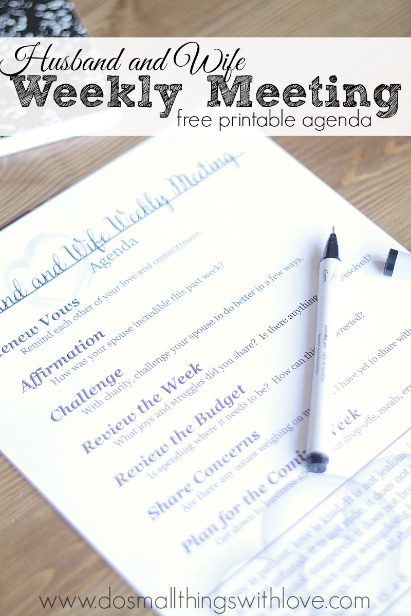 husband and wife weekly meeting free printable agenda