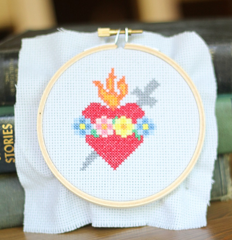 immaculate heart cross stitch pattern