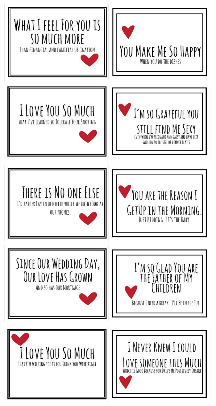 Realistic Valentines for you husband free prinable