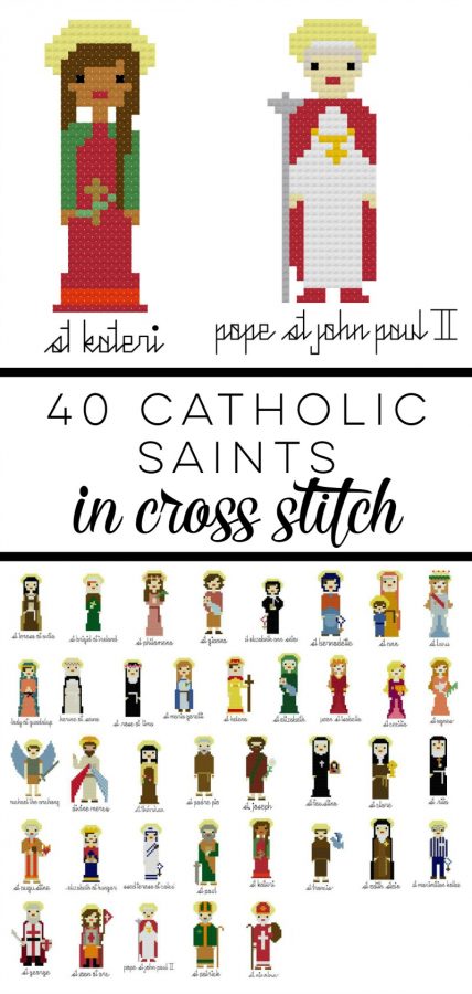 40 Catholic Saints in Cross Stitch