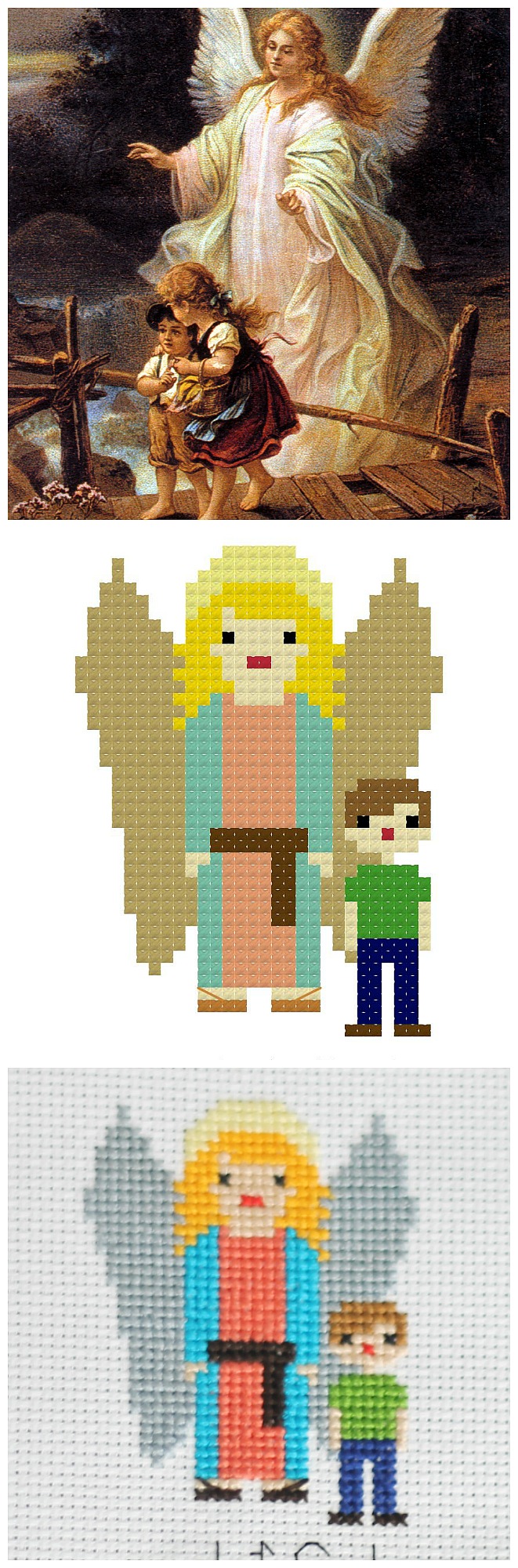Guardian Angel Free Cross Stitch Pattern | Catholic Sprouts