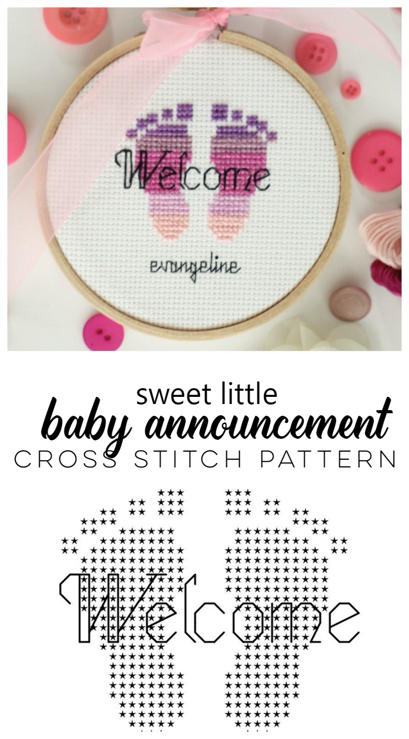 sweet little baby announcement cross stitch pattern free instant download