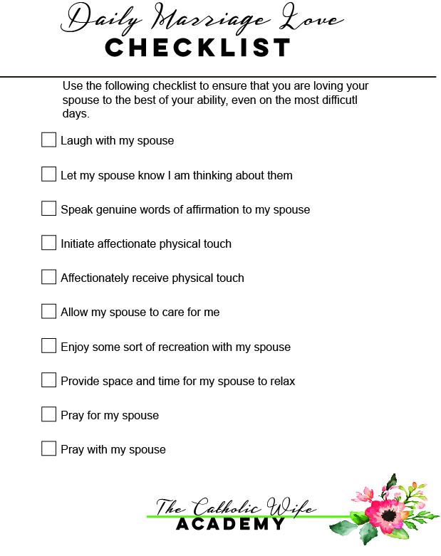 Choice To Love Checklist